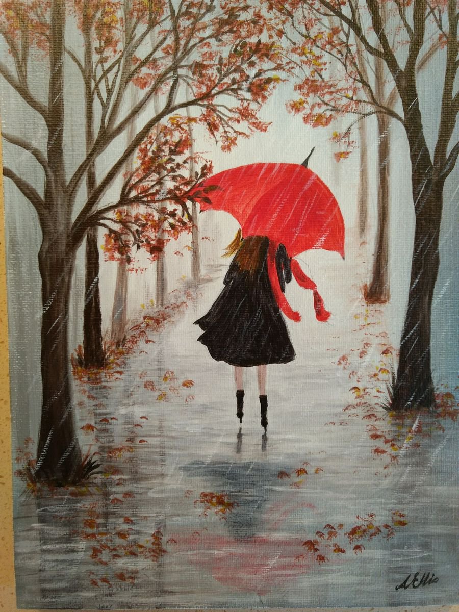 partner bundt Kemiker Girl with a Red Umbrella... Acrylic painting by Anne-Marie Ellis | Artfinder
