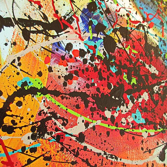 CELEBRATING COLOURS,  J. POLLOCK MODE, XL,  framed