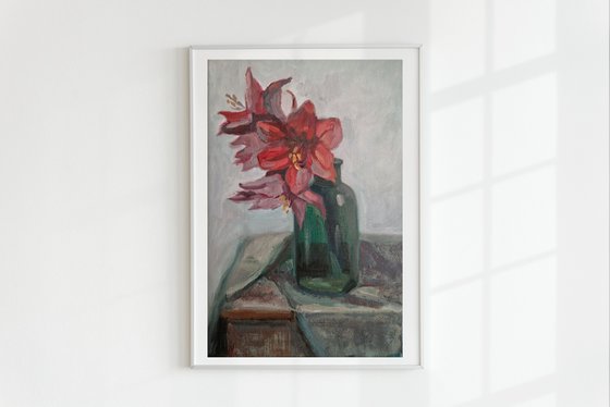 Still-life with flower "Red Amaryllis"