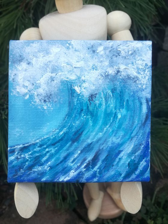 Miniature wave seascape #34 - Easel included