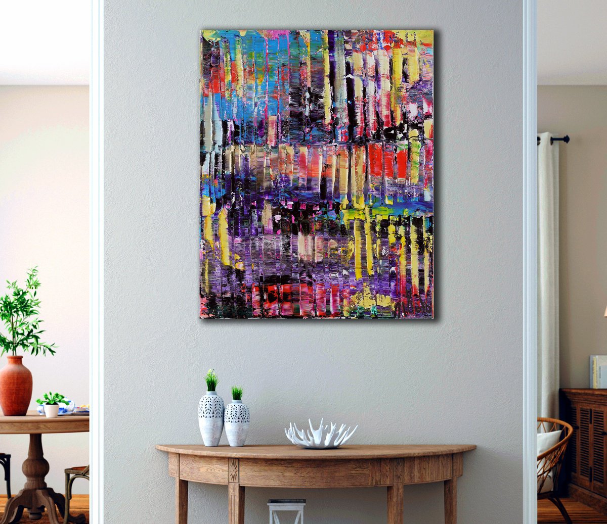 Abstract Acrylic Painting By Nestor Toro, 16 X 20", Summer Electric 3, Original Artwork