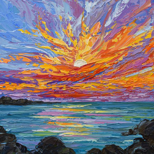 Ocean Rocks at Sunset by Olga Tkachyk