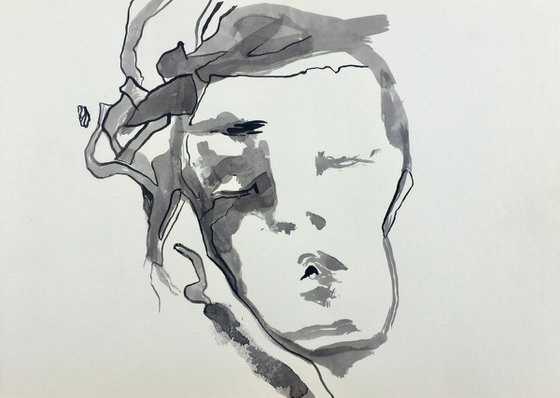 portrait face drawing figurative abstract wall art
