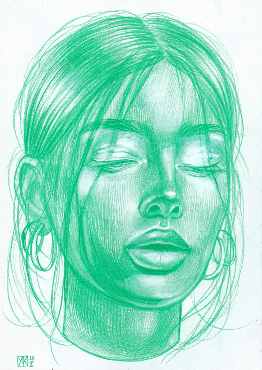 Portrait Pencil Drawing By Anastasia Terskih, 8 X 12, 