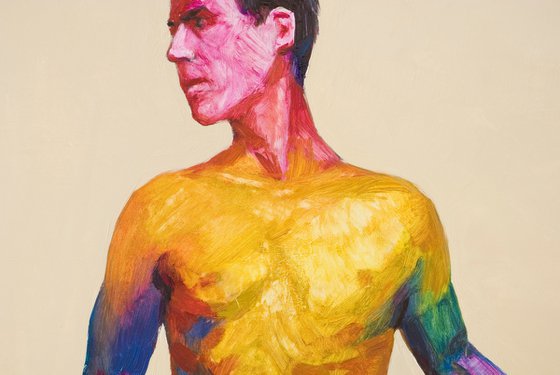 pop nude man in blue red
