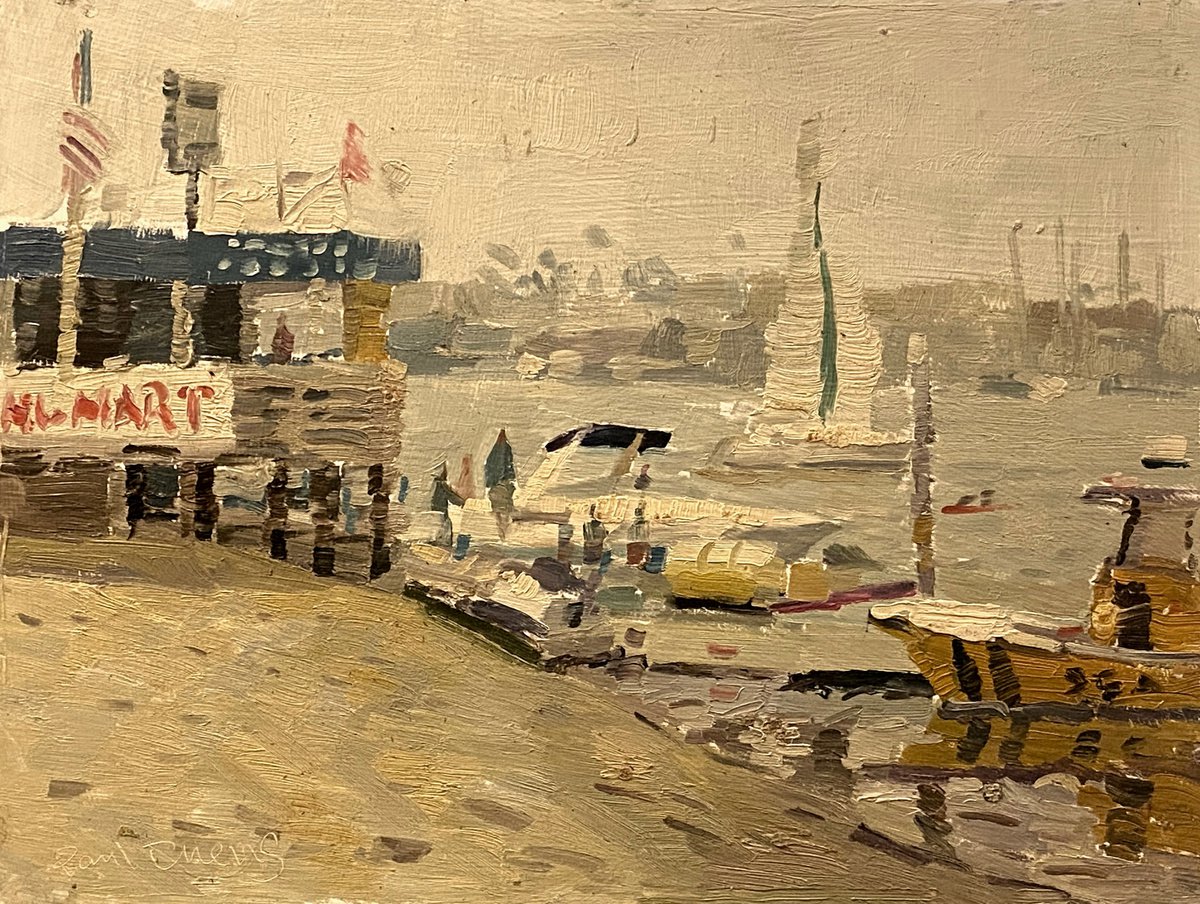 Impressionistic Landscape Oil Painting By Paul Cheng, 12 X 9", Balboa Island, Original Artwork