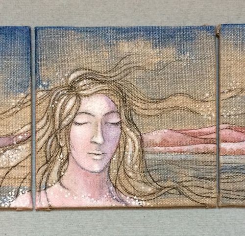 Moon, Woman, Tree (triptych) by Phyllis Mahon