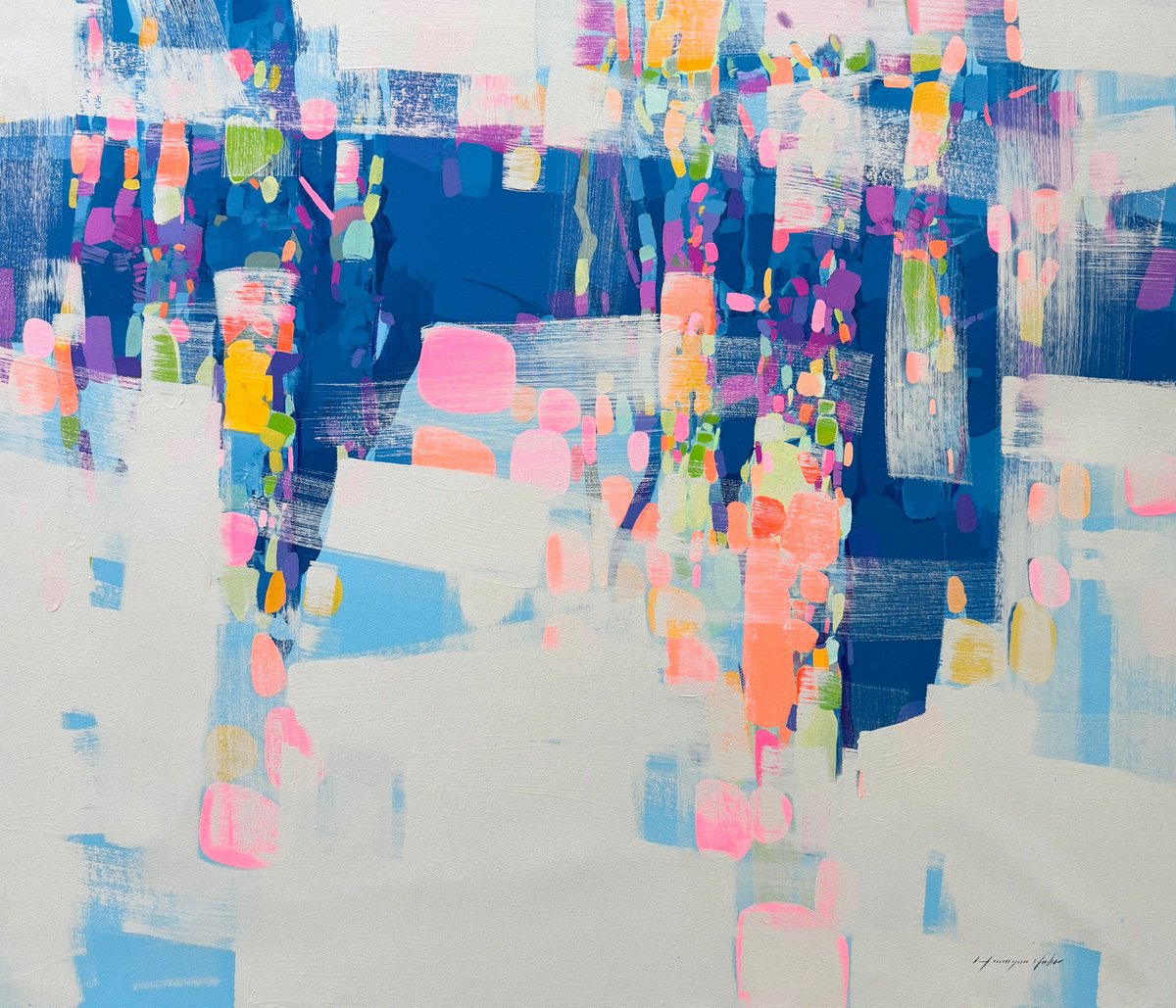 Impressionistic Landscape Oil Painting By Vahe Yeremyan, 43 X 37", Trees In Abstract, Original Artwork