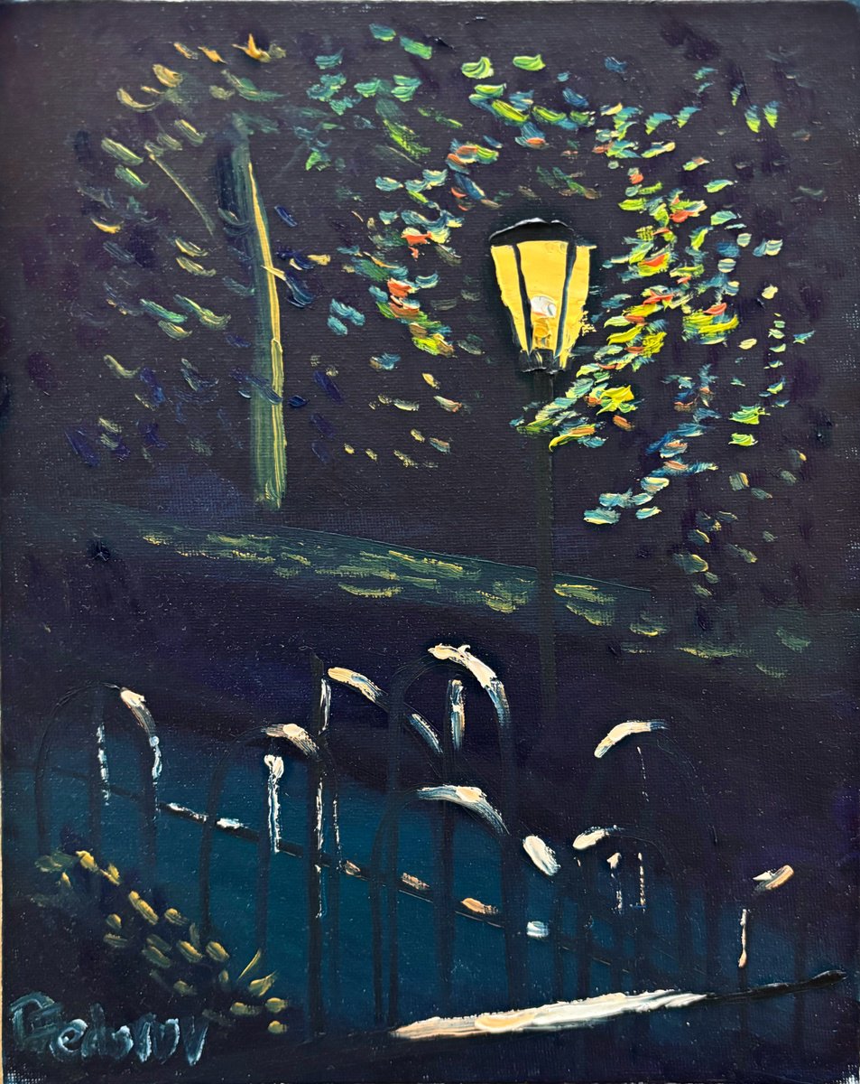 Lamplight In The Park By Dmitry Fedorov, 9 X 12, Artwork For Sale On Artfinder