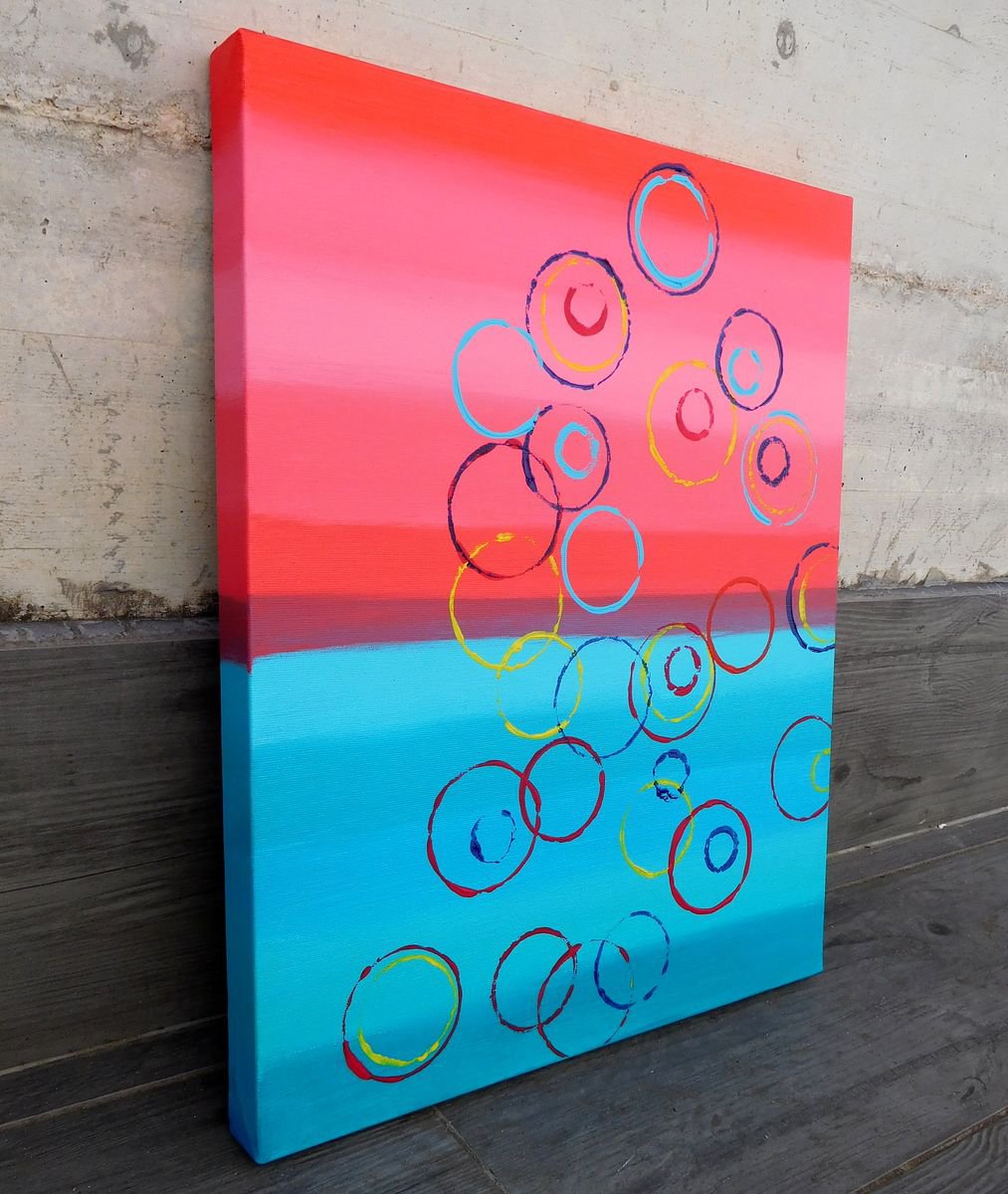 Organic Abstract Acrylic Painting By Davide De Palma, 16 X 20, Circles, Original Artwork