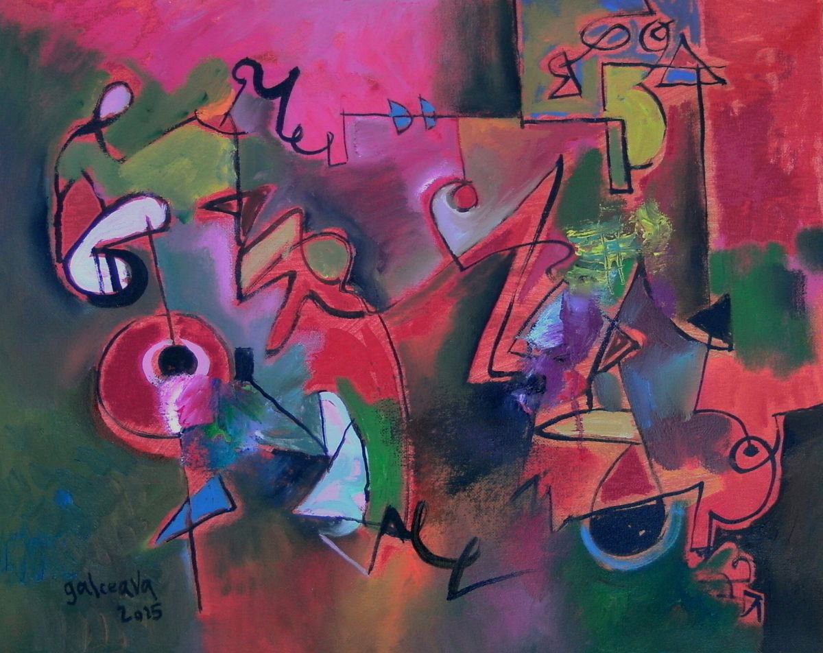 Abstract Oil Painting By Constantin Galceava, 20 X 16, Dance No.1, Original Artwork