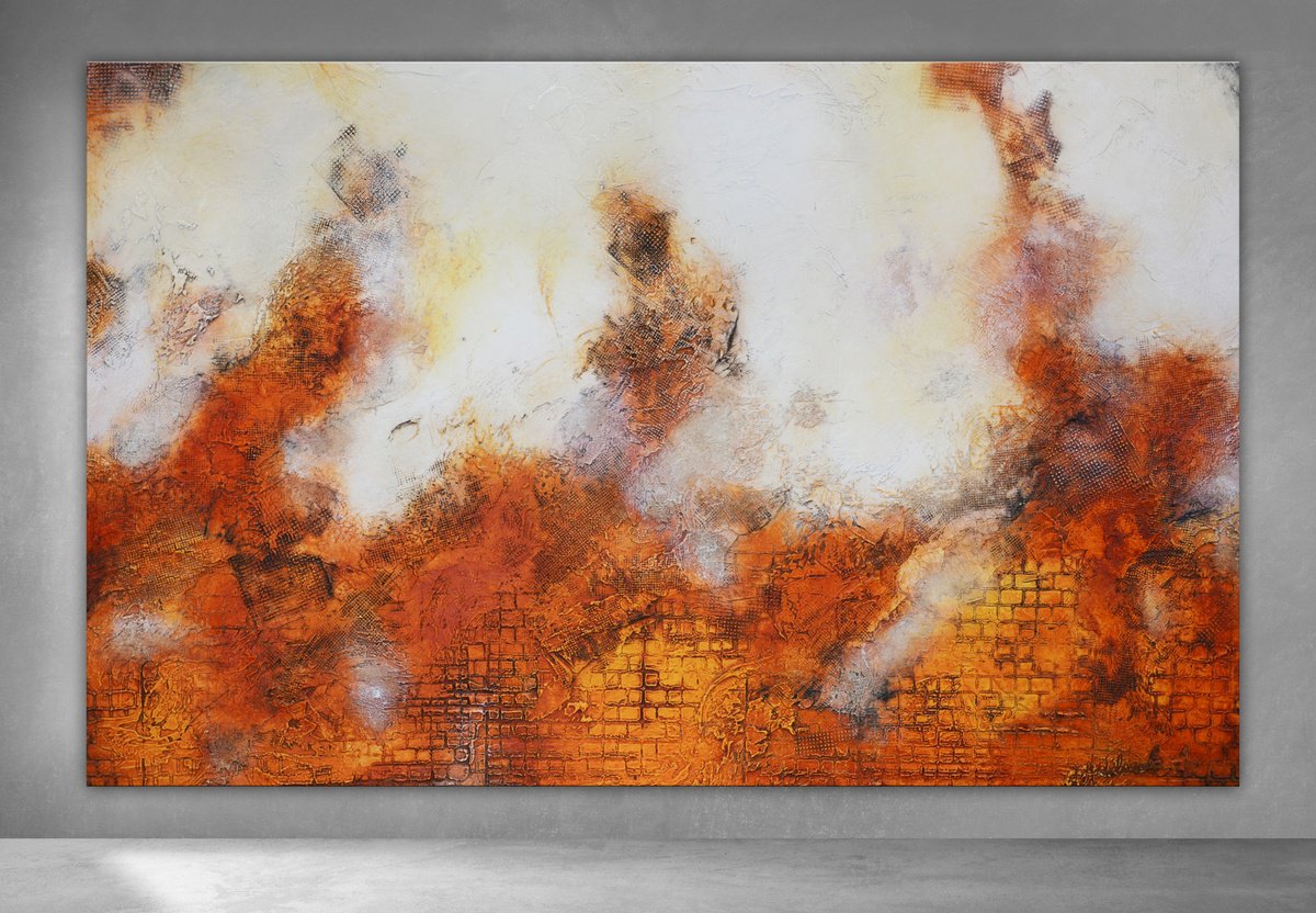 Abstract Acrylic Painting By Andrada Anghel, 48 X 30, Warm Rust, Original Artwork