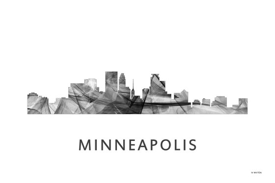 Minneapolis Minnesota Skyline WB BW