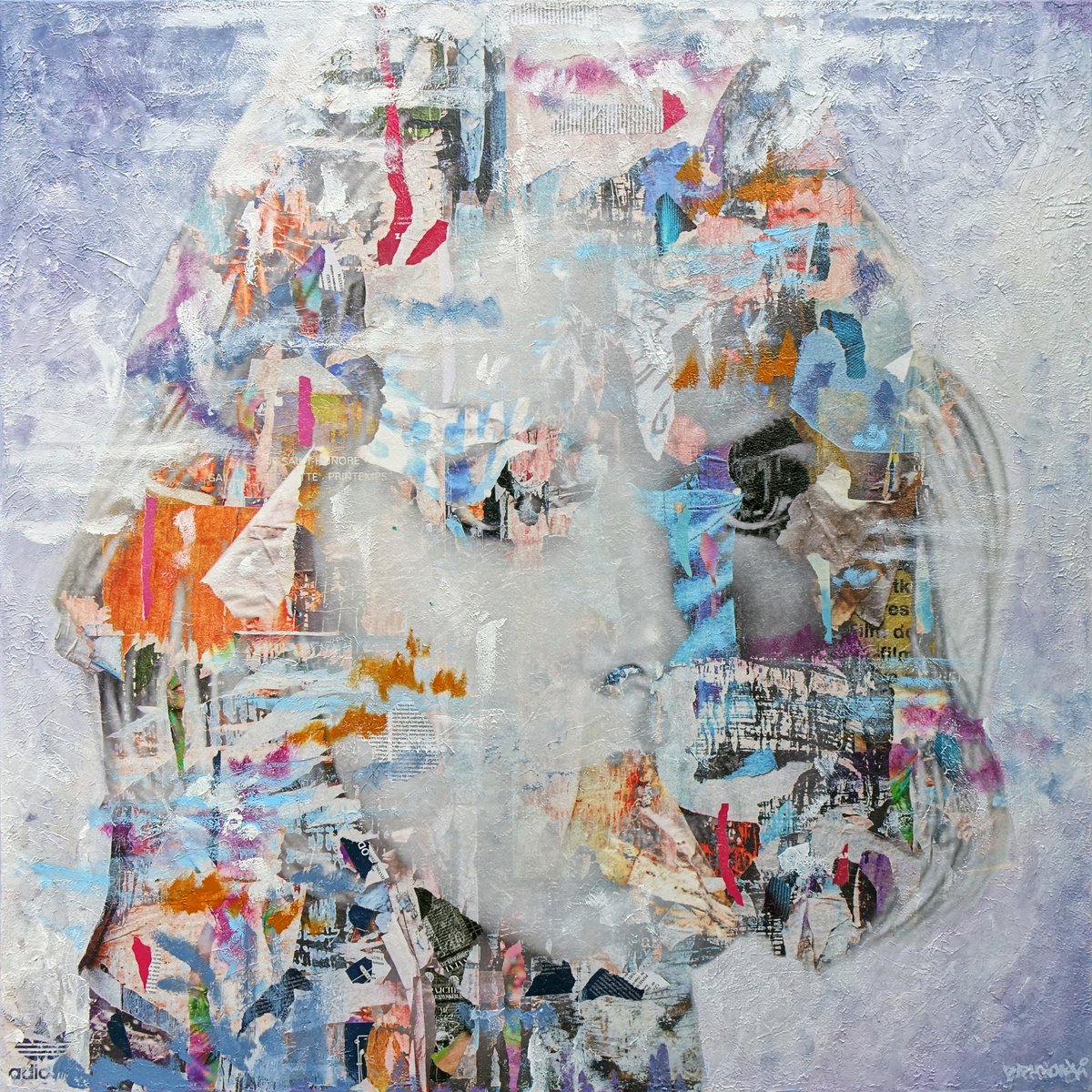 Urban And Pop Portrait Painting By Tomasz Brynowski, 43 X 43", Misty 2, Original Artwork