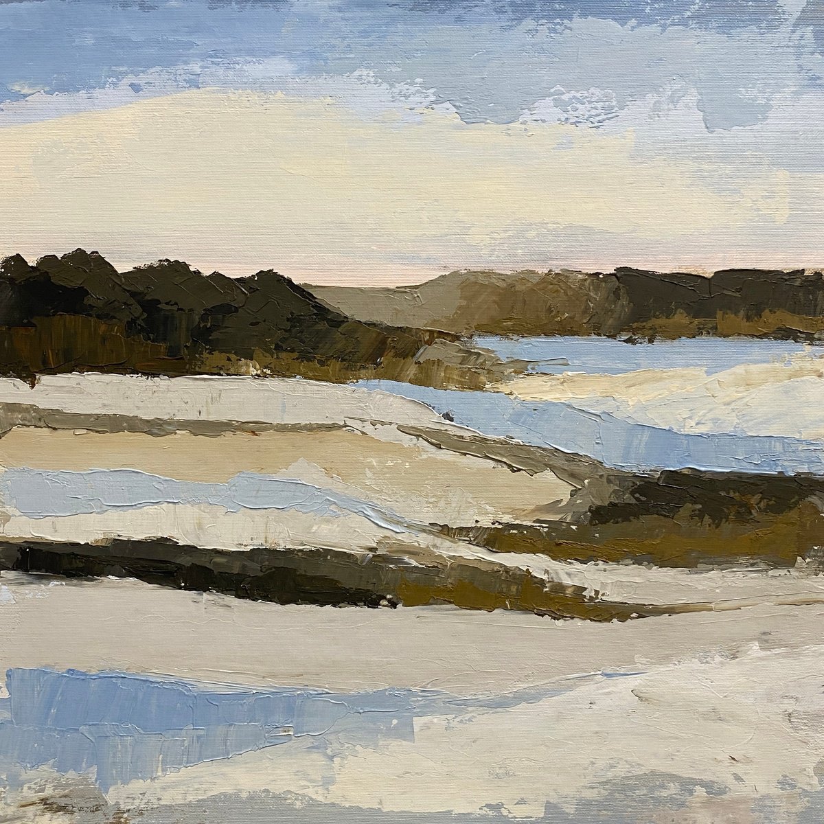 Impressionistic Landscape Acrylic Painting By Helen Mount, 16 X 16, Autumn Talks/7, Original Artwork