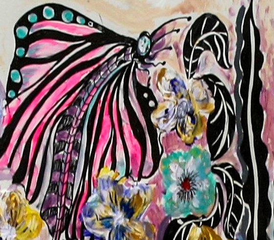 Impressionist Flowers and Butterly