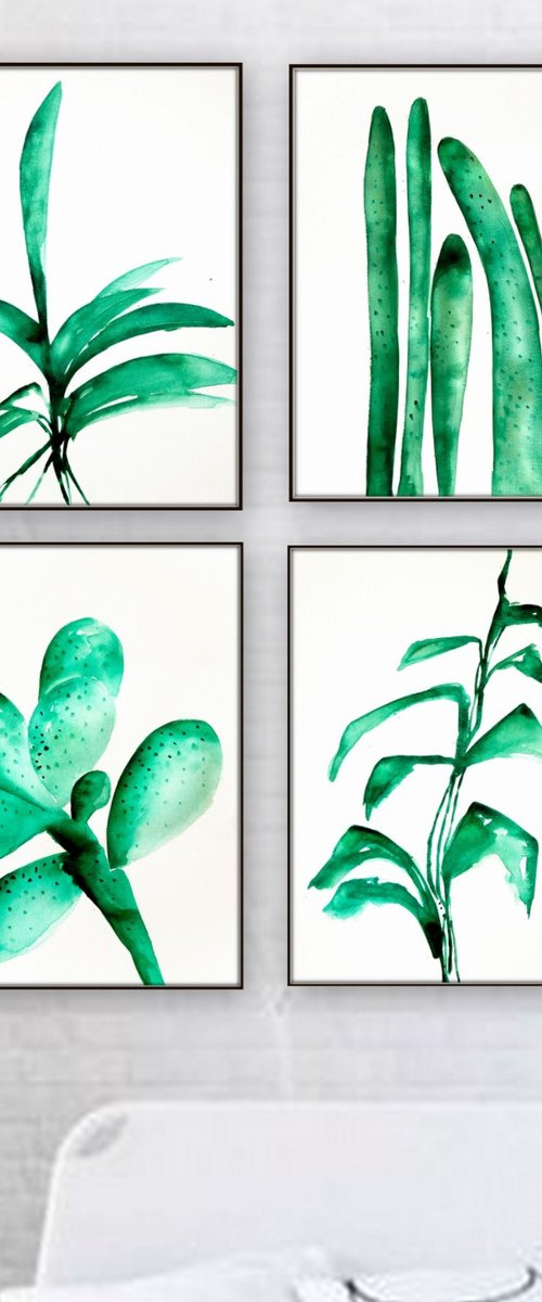 Set of 4 Botanical Artworks. by Nadia Moniatis