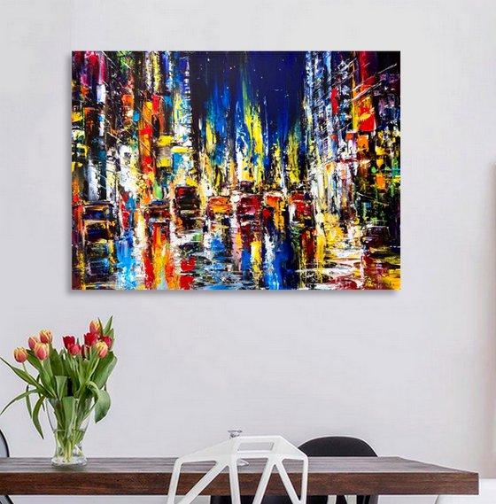 Evening city lights