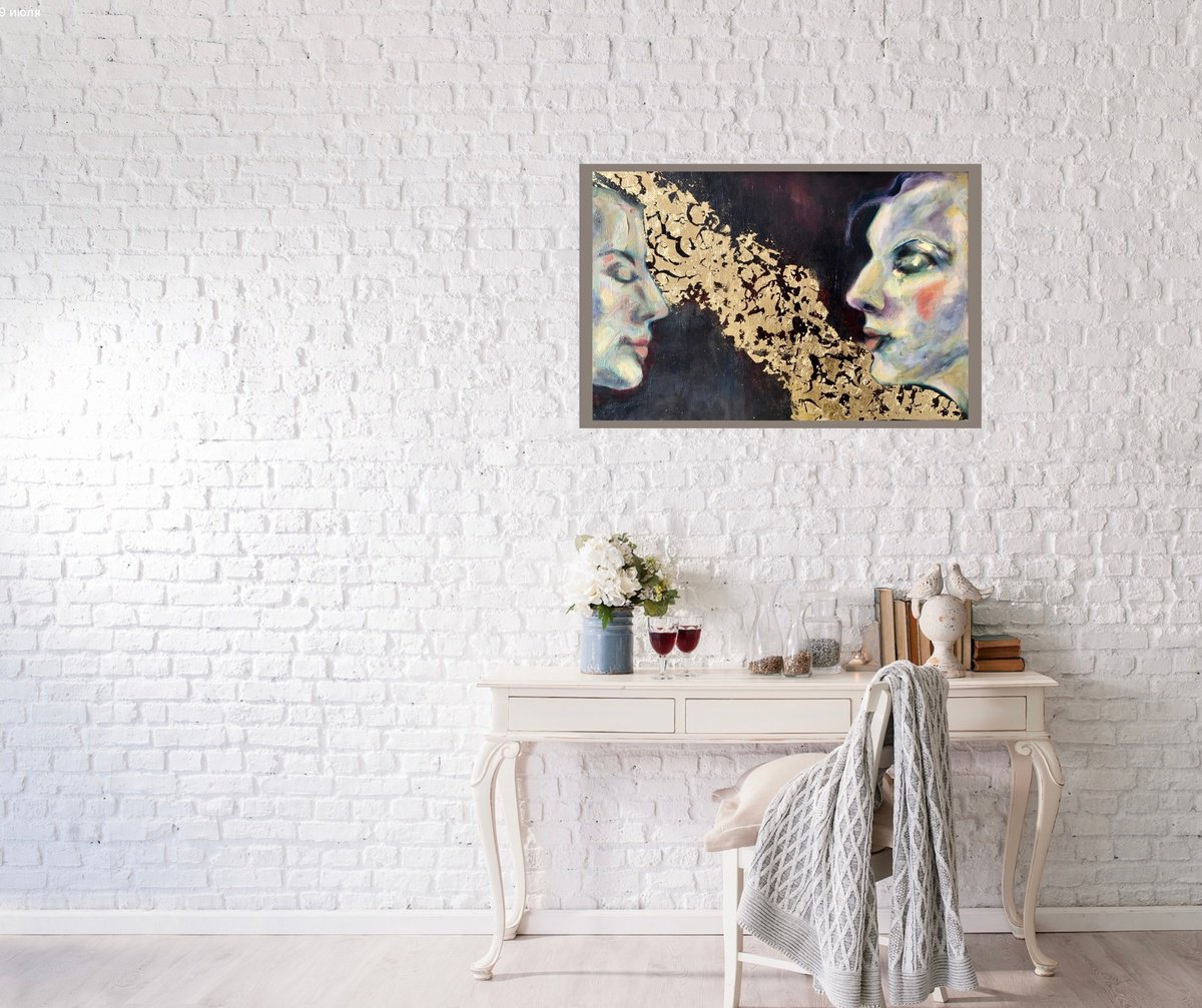 Expressive Portrait Oil Painting By Alexandra Jagoda (Ovcharenko), 24 X 16, Unspoken Gold, Original Artwork