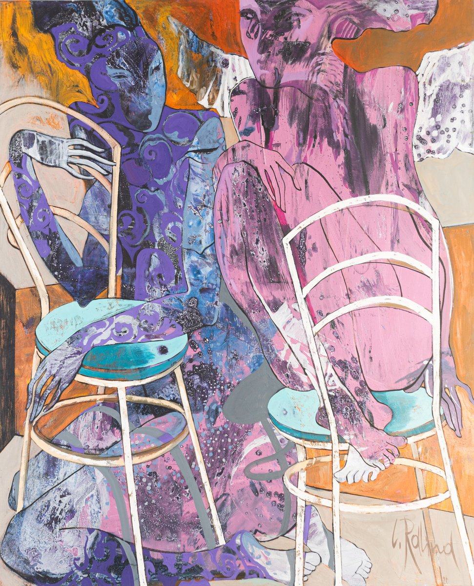 Abstract Oil Painting By Yelena Ralina, 51 X 63", Easy Virtue, Original Artwork