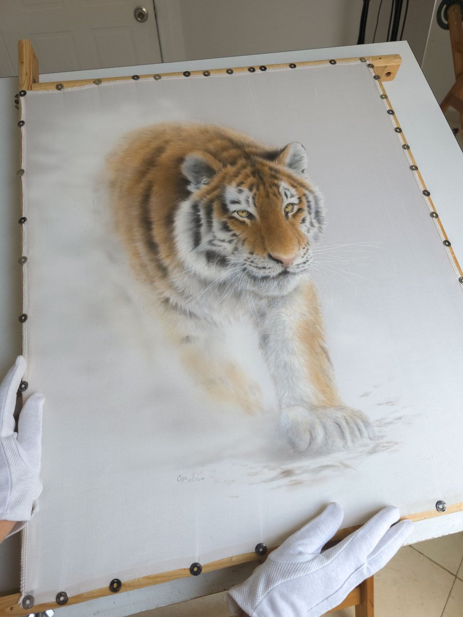 Photorealistic Animal Acrylic Painting By Olga Belova, 20 X 26", What The Fog Tried To Hide, Original Artwork