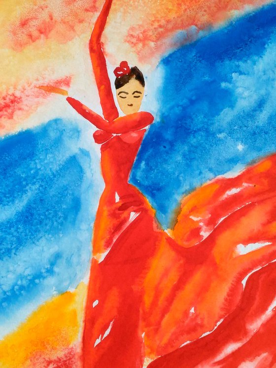 Flamenco Dance original watercolor painting