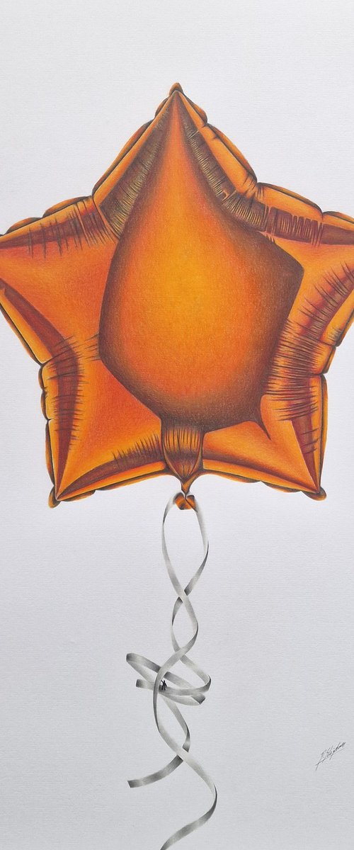 Orange Foil Balloon: Up And Away by Daniel Shipton