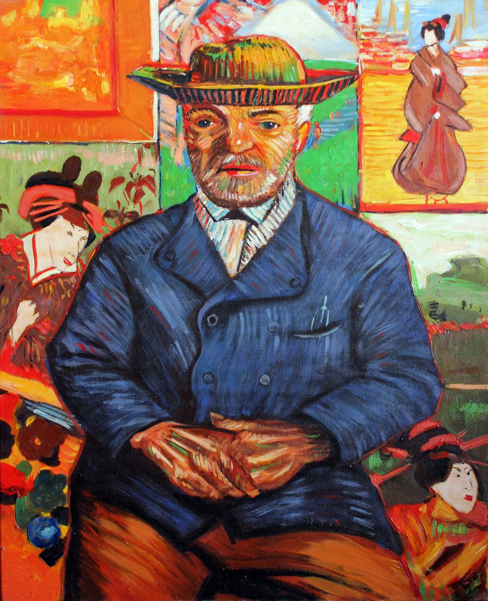 Impressionistic Portrait Acrylic Painting By Mir-Jan, 16 X 20", Homage To Van Gogh, Original Artwork