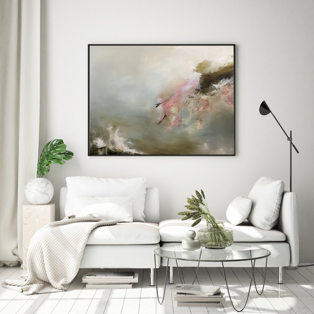 Expressive Abstract Oil Painting By Julia Swaby, 47 X 35", Peace, Original Artwork