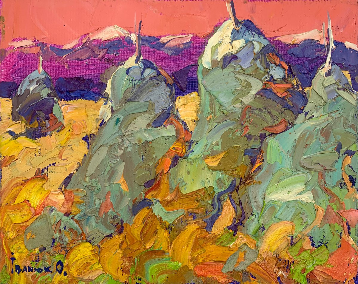 Impressionistic Landscape Oil Painting By Kalenyuk Alex, 10 X 8", Fresh Hay, Original Artwork