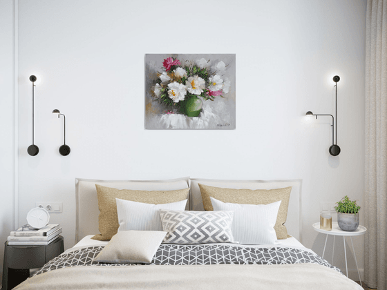 Peonies  (50x60cm, oil painting, ready to hang)