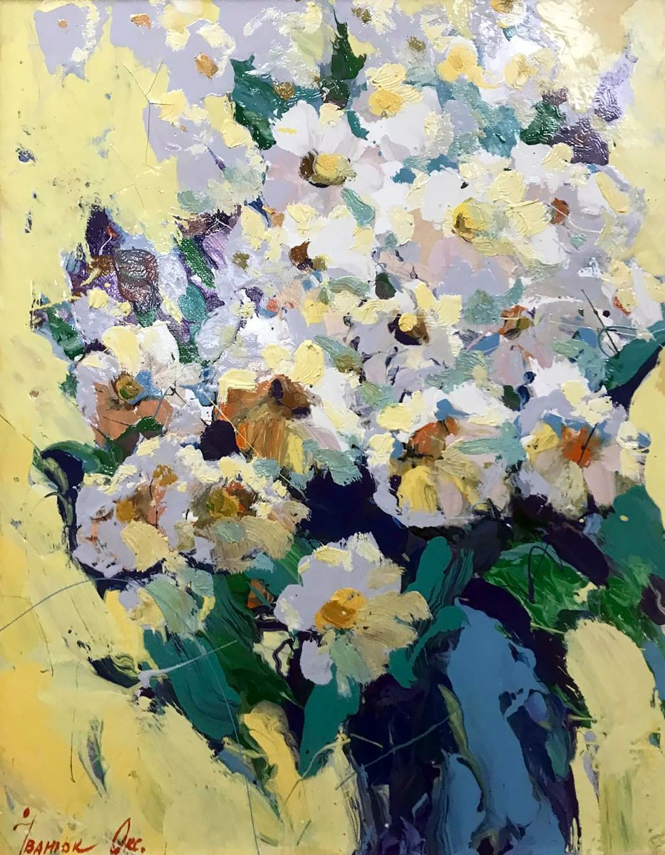 Impressionistic Botanical Oil Painting By Kalenyuk Alex, 20 X 16", Extravaganza Of Flowers, Original Artwork