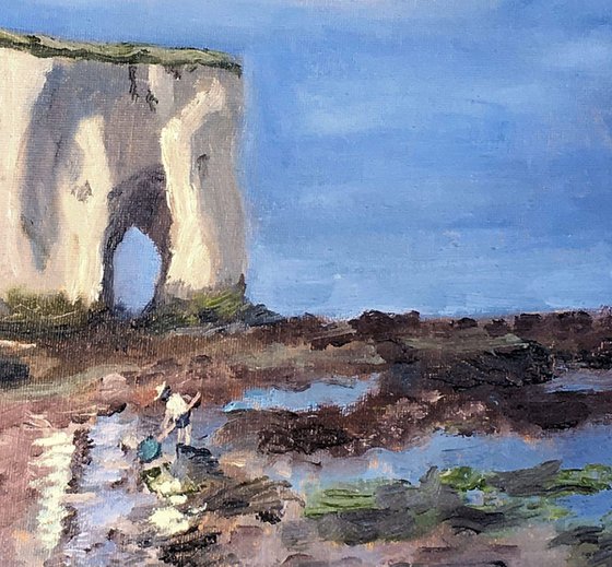 Rockpools and bait catcher at Kingsgate Bay - original oil painting, Unframed.