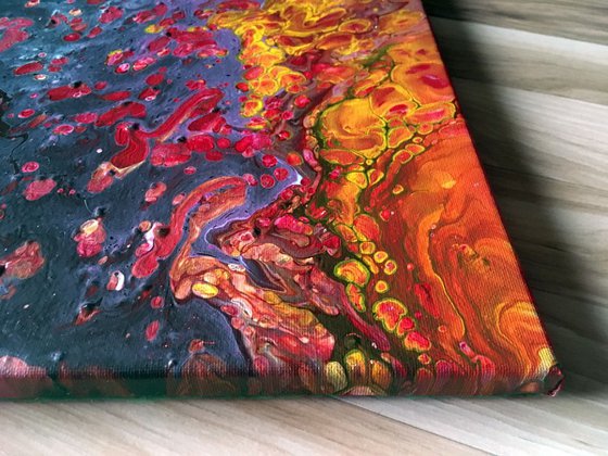 "Molten" - FREE USA SHIPPING - Original Abstract PMS Fluid Acrylic Painting - 16 x 20 inches