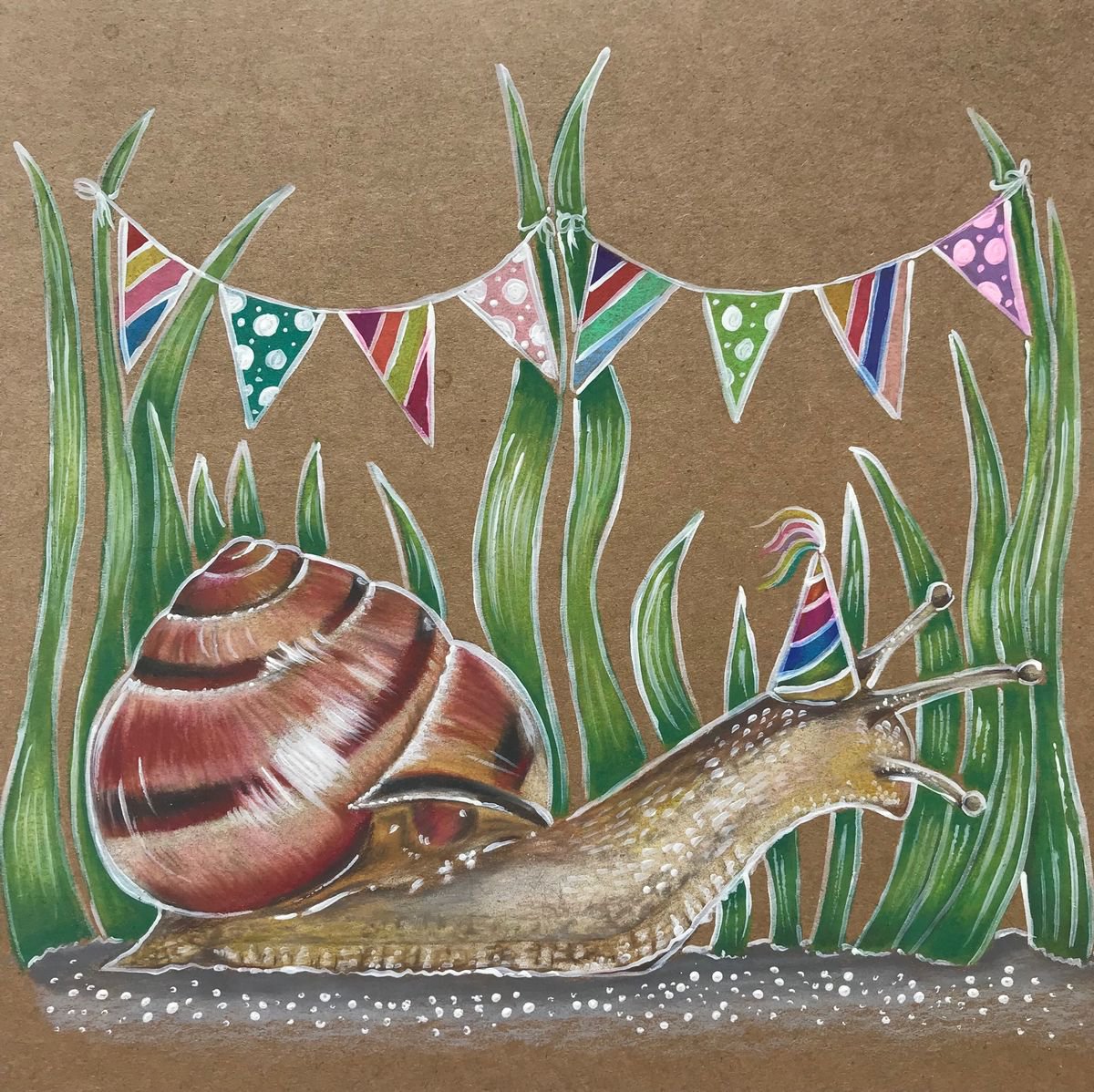 Sylvia’s Celebration (snail) by Karen Elaine  Evans