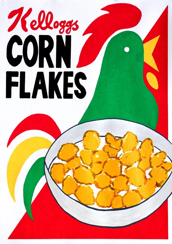 Retro Corn Flakes Box Painting on A4 (Unframed) Paper