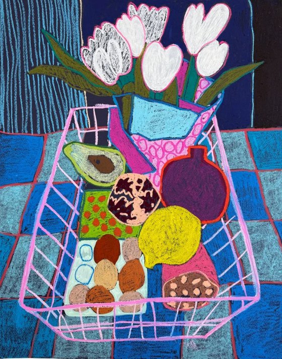 Pink Basket Still Life