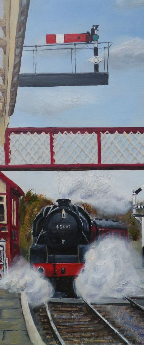 Train approaching Ramsbottom Station by Aileen Barnard