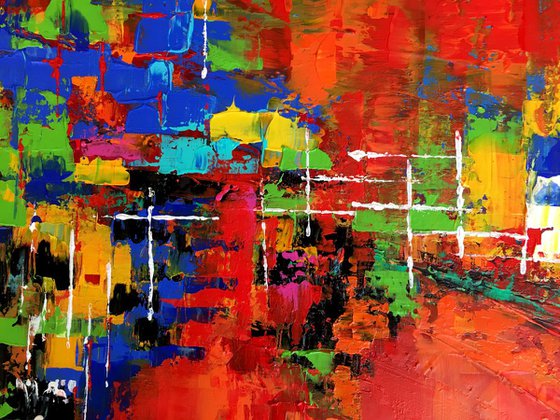 Forgotten Journey - XL LARGE,  Modern, Textured, Joyful,  Energetic,  Bold,  Colorful Painting - READY TO HANG!