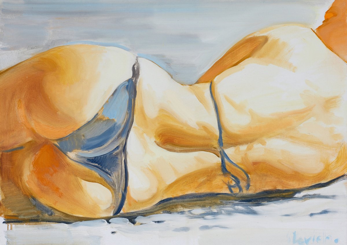 The Beach Reads By Alexander Levich, 28 X 20, Artwork For Sale On Artfinder