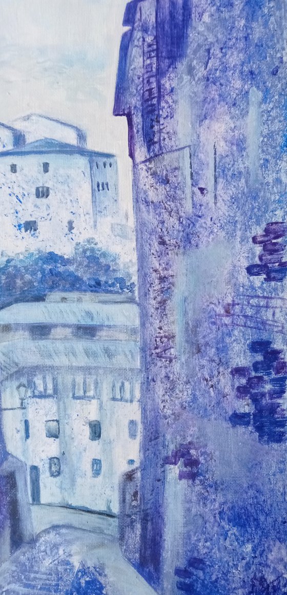 Blue dusk in the Spanish town