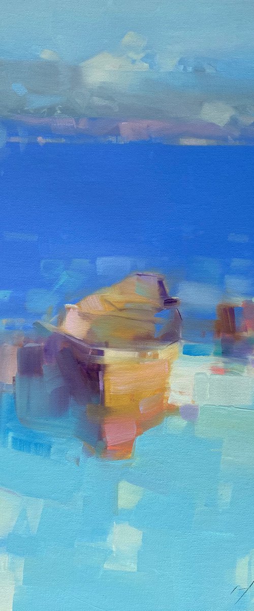 Rowboat, Original oil painting, Handmade artwork, One of a kind by Vahe Yeremyan
