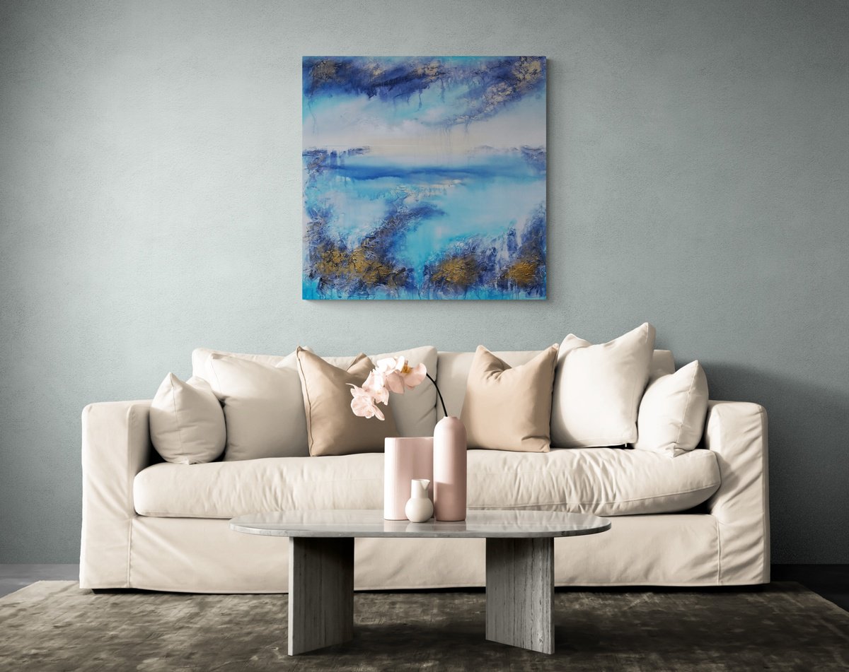 Abstract Painting By Vera Hoi, 35 X 35", "Impression", Original Artwork