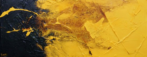 Golden Wildflower 200cm x 80cm Textured Abstract Art