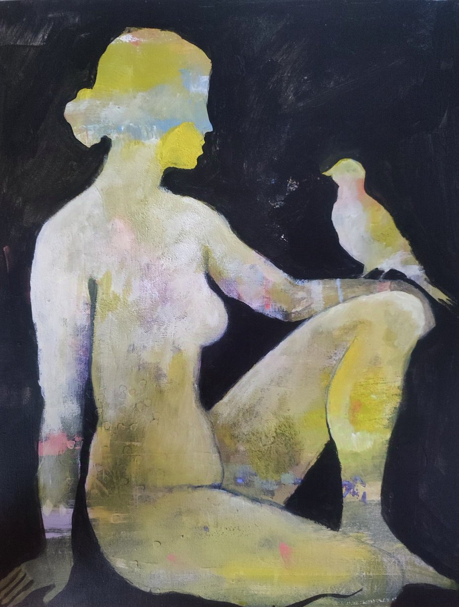 Impressionistic Portrait Acrylic Painting By Kira K. Sadian, 16 X 20", Greek, Original Artwork