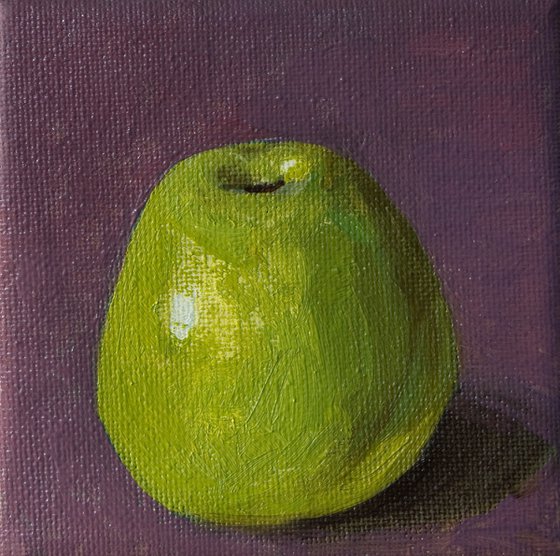 mini still life of green apple - gift for food lovers