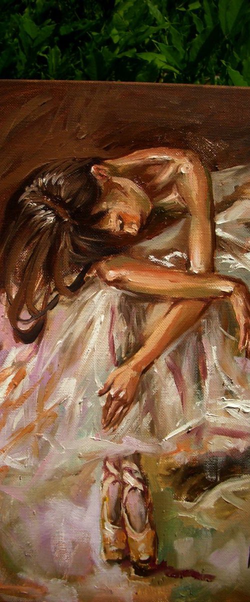 " SUCCESSFUL PERFORMANCE ... " ballerina original painting palette knife GIFT MODERN URBAN ART OFFICE ART DECOR HOME DECOR GIFT IDEA by Monika Luniak