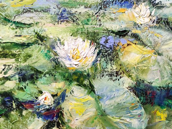 Morning Water Lily- Impasto Painting