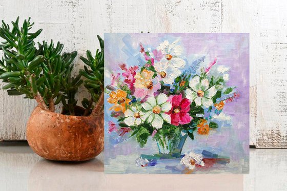 Bouquet Painting Floral Original Art Small Artwork Flower Still Life