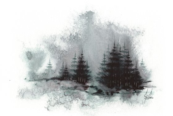 Places XXVIII - Watercolor Pine Forest